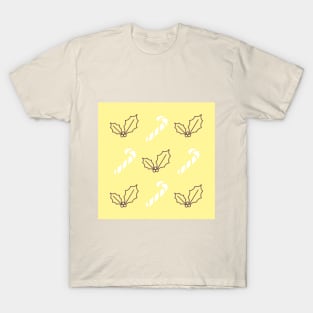 Yellow Candy Canes and Holly Berries T-Shirt